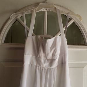 Bridesmaids long white halter  dress